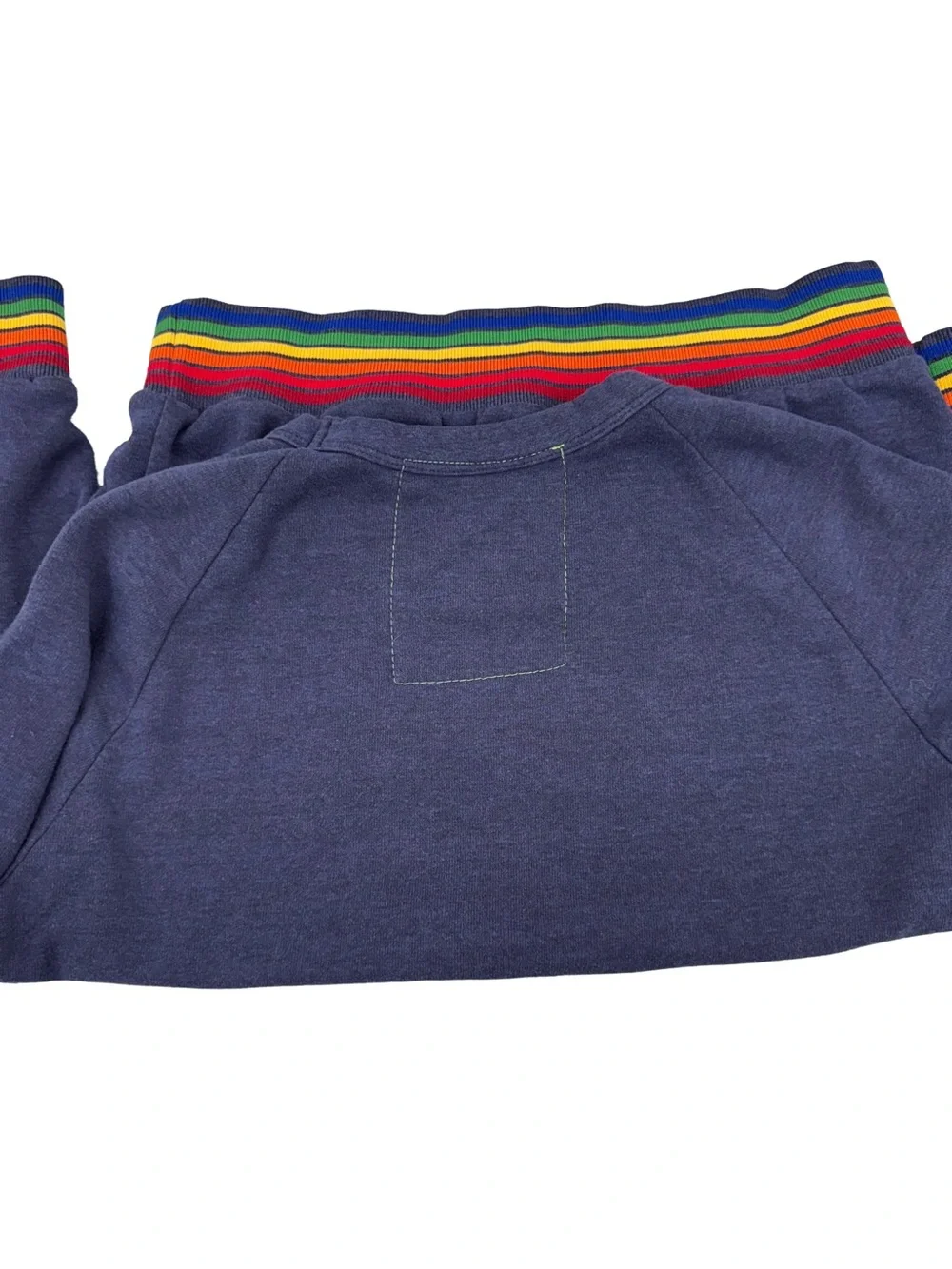 Aviator Nation Navy Crewneck Sweater with Rainbow Trim